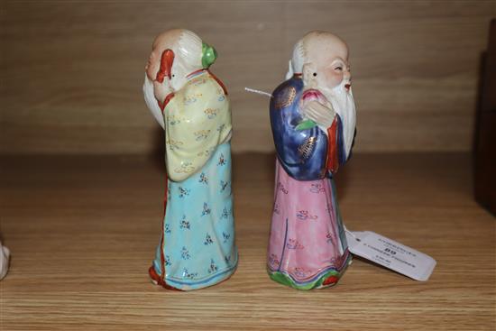 Two Chinese porcelain figures of a Sage height 14cm